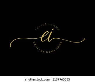 Initial E I handwriting logo vector. Hand lettering for designs