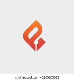 Initial E with head of pen logo, with gradient color