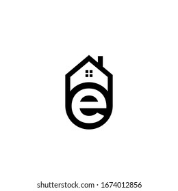 initial e home icon logo vector