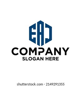 Initial E A J hexagon logo vector