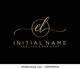 Initial E L handwriting logo vector. Hand lettering for designs