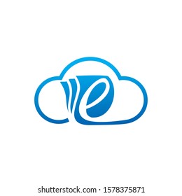 INITIAL E learning cloud logo luxury premium design