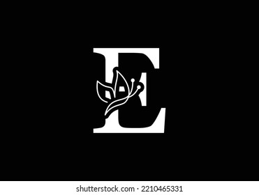 Initial E Letter alphabet with  Butterfly Logo. Black and white Butterfly Sign Concept Template