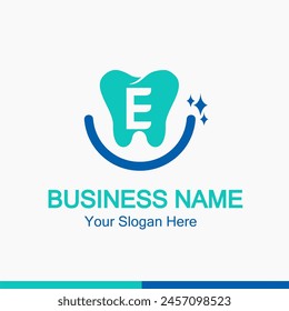 Initial E Letter for Dentist or Dental Clinic Modern Logo Idea. Dental Care, Teeth Care, Orthodontic, Dentistry Logo Concept