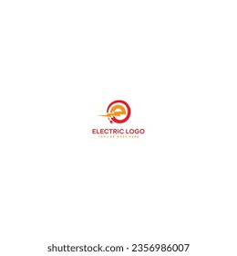 Initial E Letter with Lightning Bolt Logo Vector Design, U,E.V letter logo