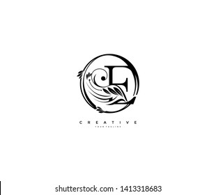 initial E letter linked rounded shape luxury flourishes ornament logo