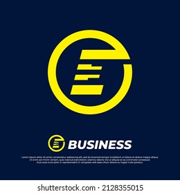 Initial E Letter Logo, Monogram futurism logo design style isolated on dark background. minimalist type for modern