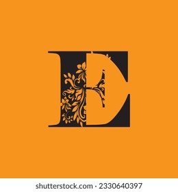 Initial E letter luxury beauty flourishes ornament monogram logo Swoosh Letter Logo Design for business and company identity. Water Wave E Logo with modern trendy