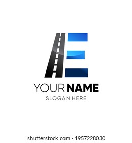 Initial E Letter Road Way Logo Design Icon Vector Graphic