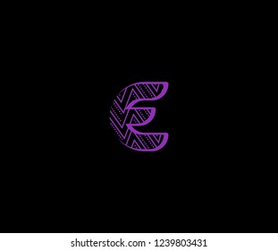 initial E letter zig zag dots pattern modern futuristic logotype