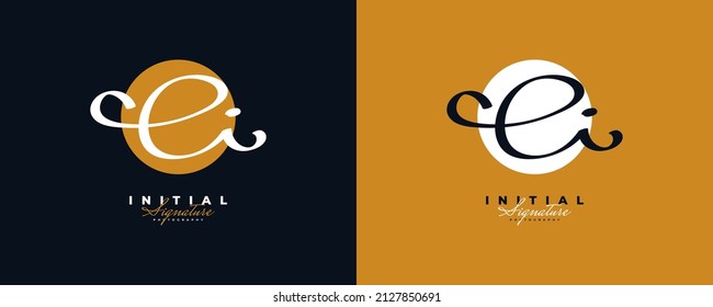 Initial E and I Logo Design with in Elegant and Minimalist Handwriting Style. EI Signature Logo or Symbol for Wedding, Fashion, Jewelry, Boutique, and Business Identity