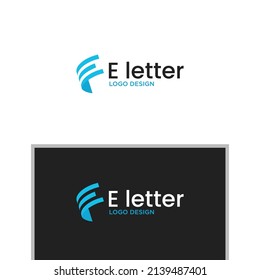 INITIAL E LOGO DESIGN WITH MONEY MOVEMENT ILLUSTRATION