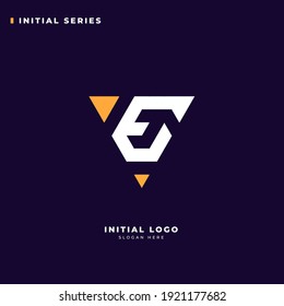 Initial E Logo Design mit Dreieck-Form, Logo für Spiel, Support, Erstspiel, Community oder Business.