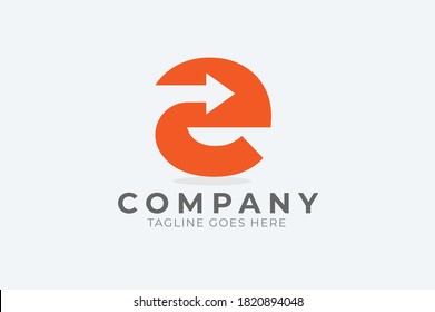 Initial E Logo, letter E with with arrow inside, Usable for Business and logistic Logos.vector illustration