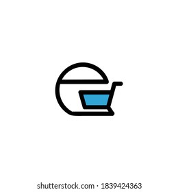 Initial E logo with stroller