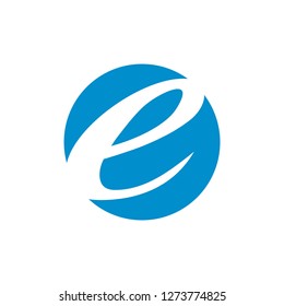 initial e logo techno internet design