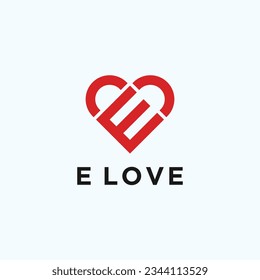 initial e love logo design vector silhouette illustration