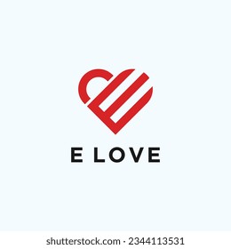 initial e love logo design vector silhouette illustration