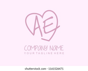 Initial A E with love logo template vector
