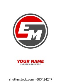 Initial E M circle logo template vector