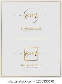 Initial E M EM handwriting logo vector. Letter handwritten logo template.