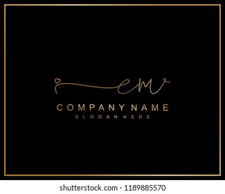 Initial E M handwriting logo template vector