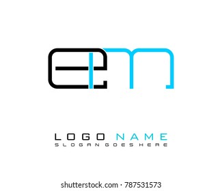 Initial E & M minimalist logo template vector