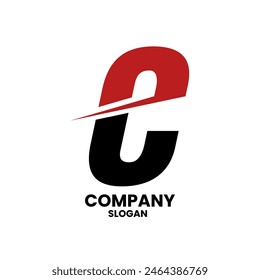 Initial E modern logo red and black color