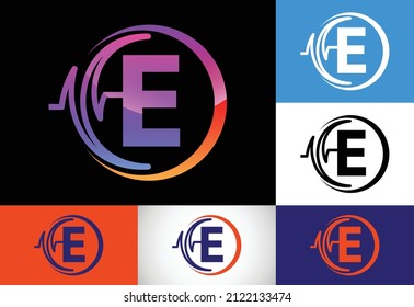 Initial E monogram with health Pulse. Heartbeat logo design. Logo for medical or health business