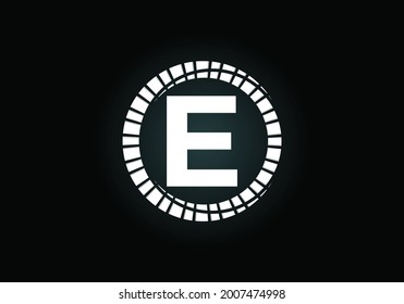 Initial E monogram letter alphabet in an abstract sunburst circle. Font emblem. Sunburst icon sign symbol. Modern vector logo design for business and company identity.