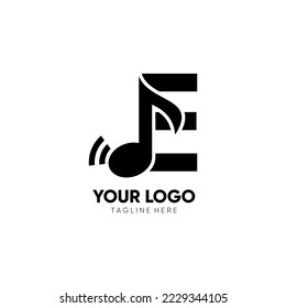 Initial E Music Note Logo Design Icon Vector Graphic Illustration