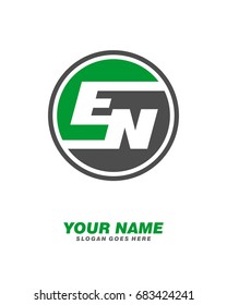 Initial E N circle logo template vector