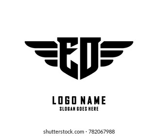 Initial E & O wing logo template vector