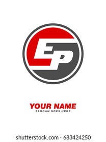 Initial E P circle logo template vector