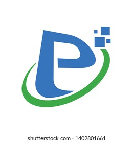 Initial E or P Letter Global Digital Symbol Design