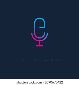 Initial E Podcast Logo Design Vector