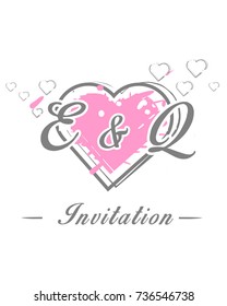 Initial E & Q wedding invitation logo template vector