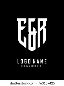 Initial E & R abstract shield logo template vector
