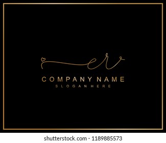 Initial E R handwriting logo template vector