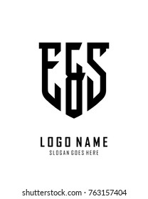 Initial E & S abstract shield logo template vector