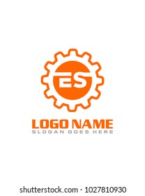 Initial E & S gear logo template vector
