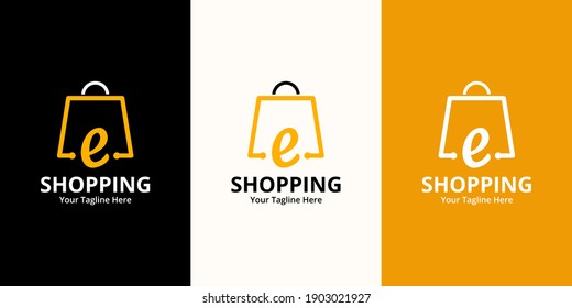 Initial  e Shop Logo designs Template. Illustration vector graphic of  letter and shop bag combination logo design concept. Perfect for Ecommerce,sale, discount or store web element. Company emblem