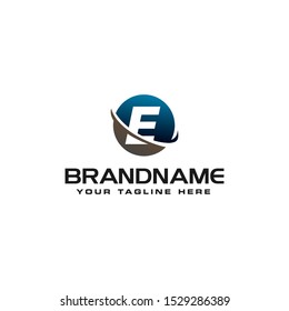 initial E swoosh in circle company letter logo design vector icon template