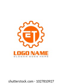 Initial E & T gear logo template vector