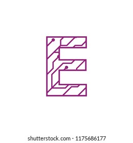 Initial E with technology logo concepts template vector