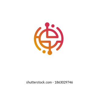 Initial E technology logo template. Modern E tech logo vector