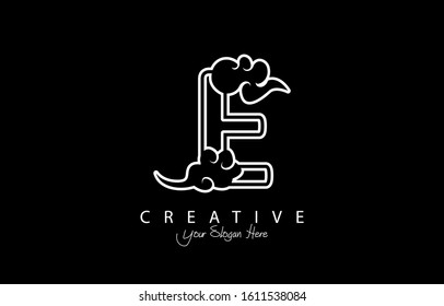 Initial E Trendy Design Logo Concept. Creative Icon Logo with White Cloud Vector Illustration.