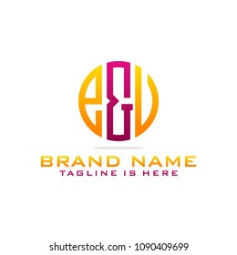 Initial E & U abstract logo template vector