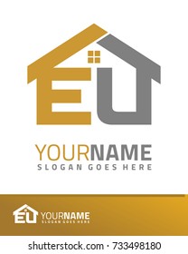 Initial E & U real estate logo template vector