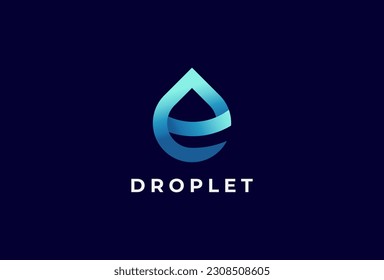 Initial E Water Drop logo design, letter E with water drop combination, droplet Logo template element, vector illustration